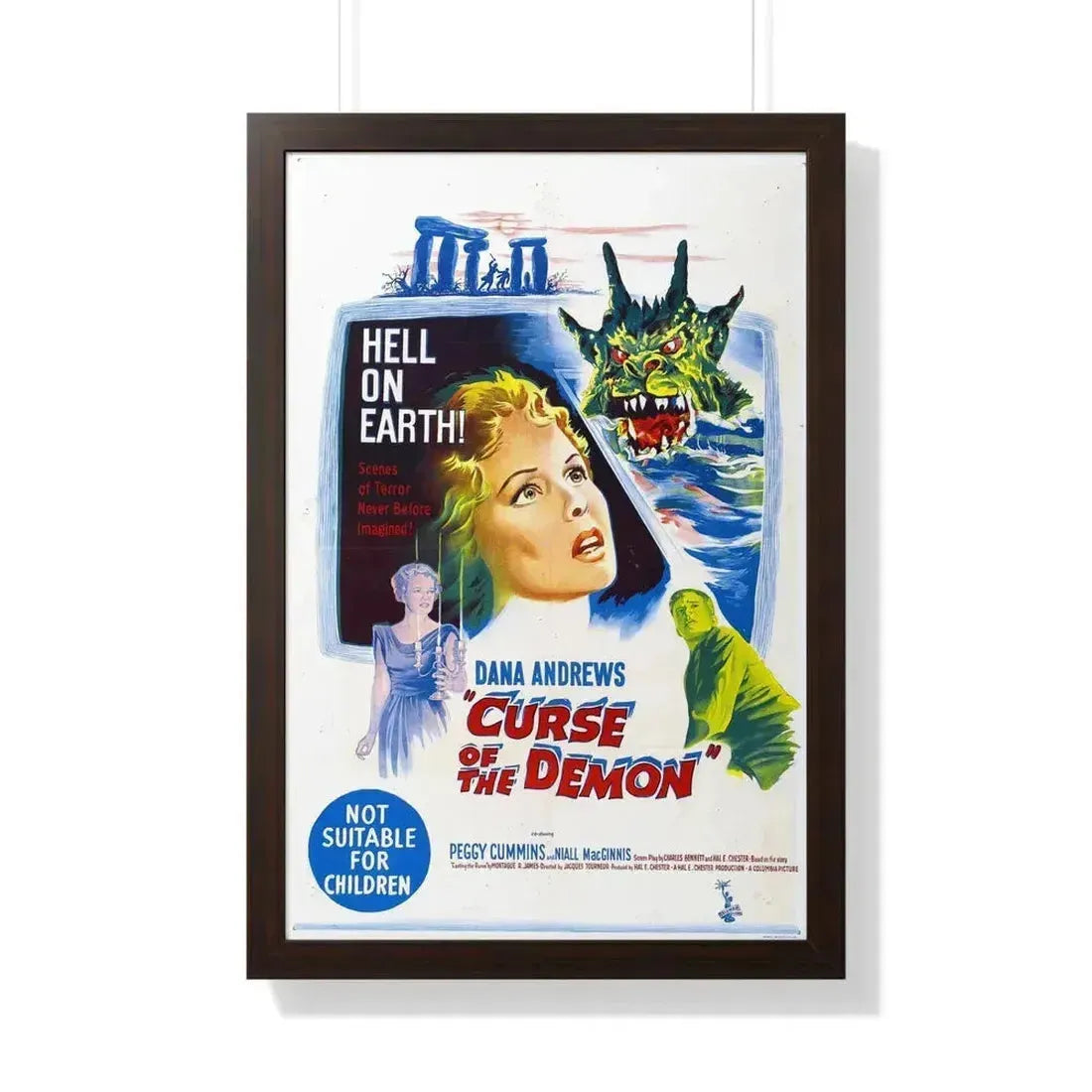 CURSE OF THE DEMON (NIGHT OF THE DEMON) 1957 - Framed Movie Poster 20" x 30" Walnut - The Sticker Space