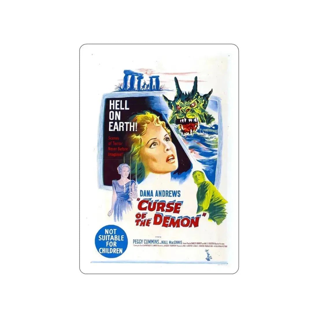 CURSE OF THE DEMON (NIGHT OF THE DEMON) 1957 Movie Poster STICKER Vinyl Die-Cut Decal - The Sticker Space