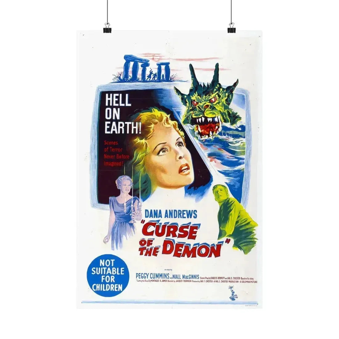 CURSE OF THE DEMON (NIGHT OF THE DEMON) 1957 - Paper Movie Poster 16″ x 24″ Matte - The Sticker Space
