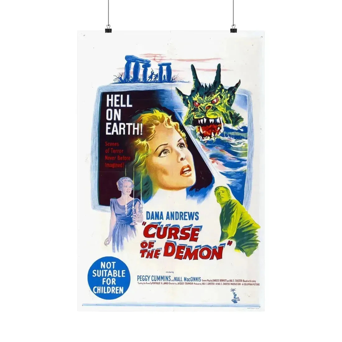 CURSE OF THE DEMON (NIGHT OF THE DEMON) 1957 - Paper Movie Poster - The Sticker Space