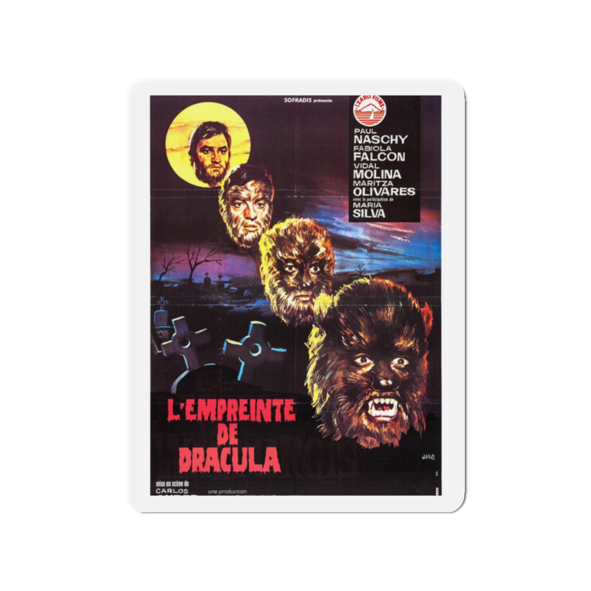 CURSE OF THE DEVIL (FRENCH) 1973 Movie Poster - Die-Cut Magnet-2" x 2"-The Sticker Space