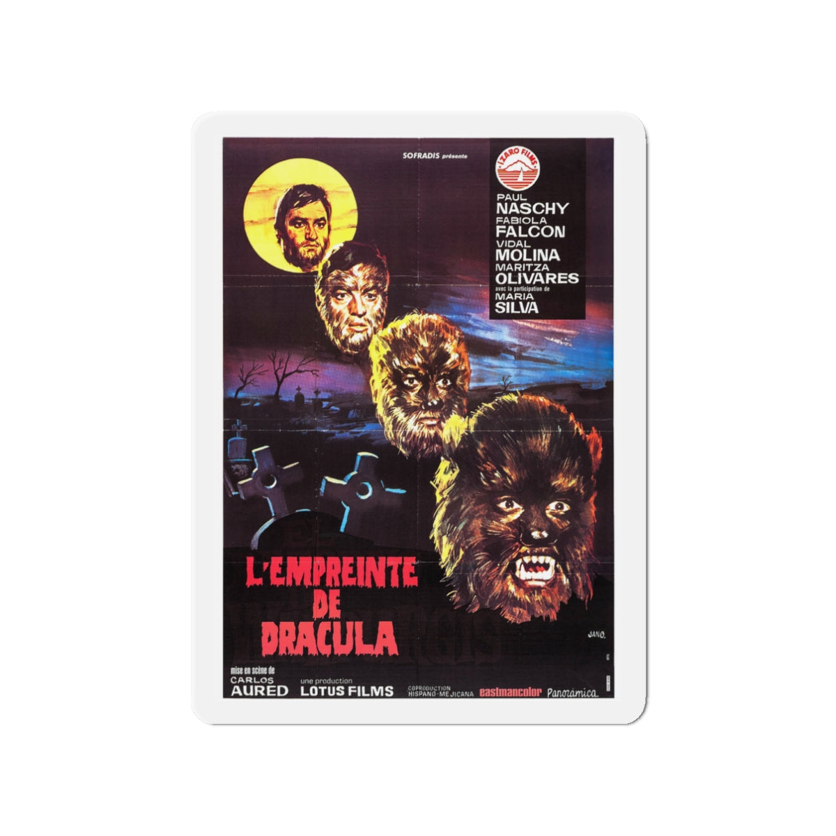 CURSE OF THE DEVIL (FRENCH) 1973 Movie Poster - Die-Cut Magnet-3" x 3"-The Sticker Space