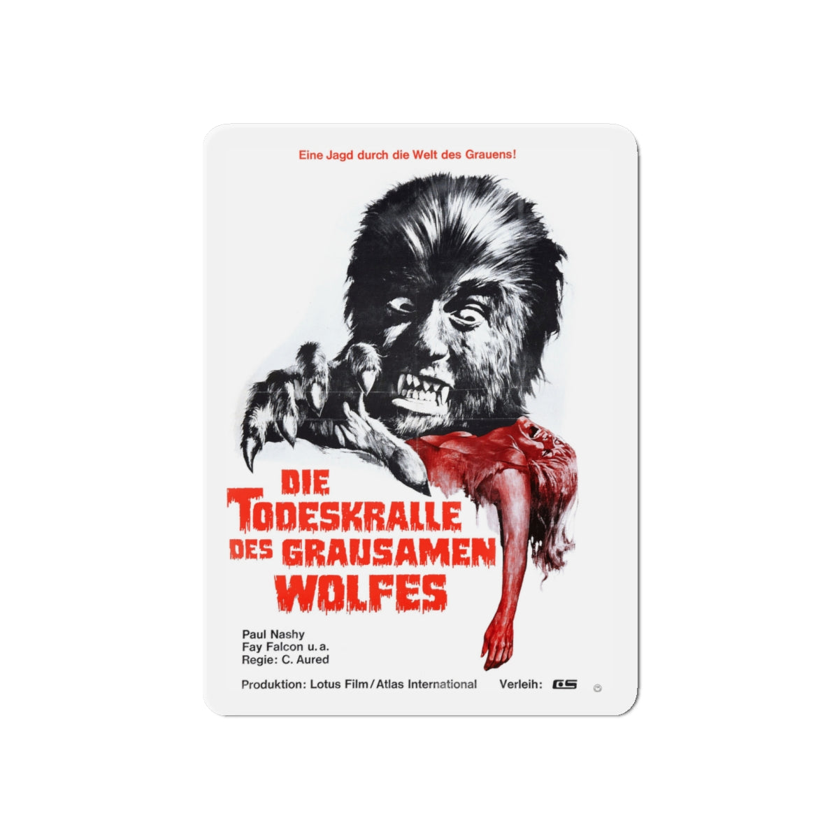 CURSE OF THE DEVIL (GERMAN) 1973 Movie Poster - Die-Cut Magnet-6 × 6"-The Sticker Space