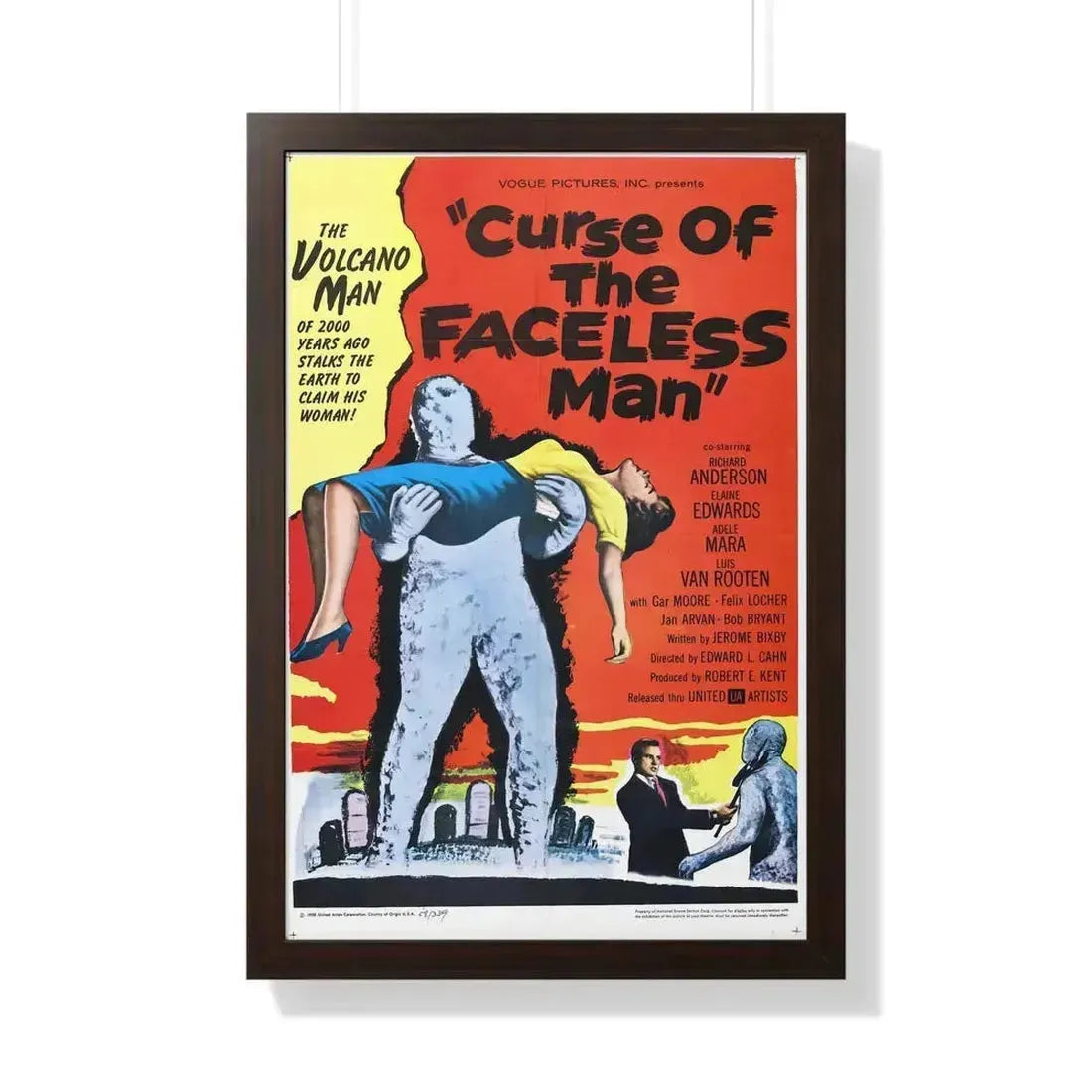 CURSE OF THE FACELESS MAN 1958 - Framed Movie Poster 20" x 30" Walnut - The Sticker Space