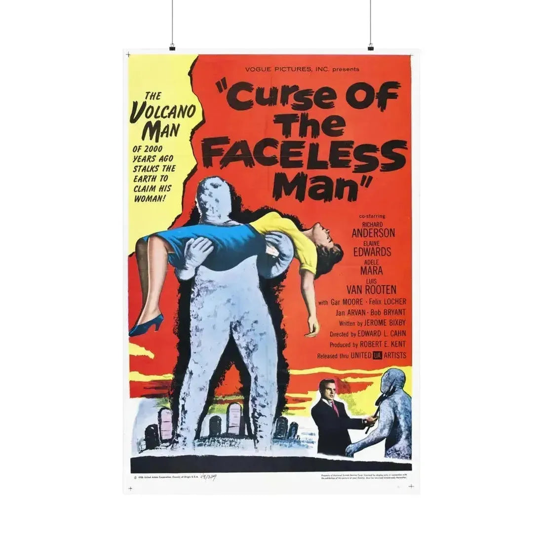 CURSE OF THE FACELESS MAN 1958 - Paper Movie Poster 36" x 54" Matte - The Sticker Space