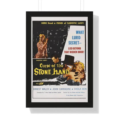CURSE OF THE STONE HAND 1965 - Framed Movie Poster 16″ x 24″ Black - The Sticker Space