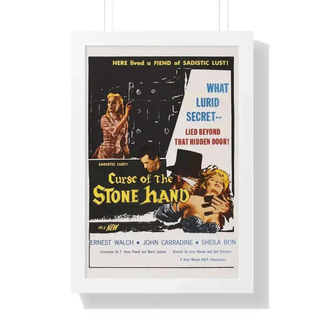 CURSE OF THE STONE HAND 1965 - Framed Movie Poster 16″ x 24″ White - The Sticker Space