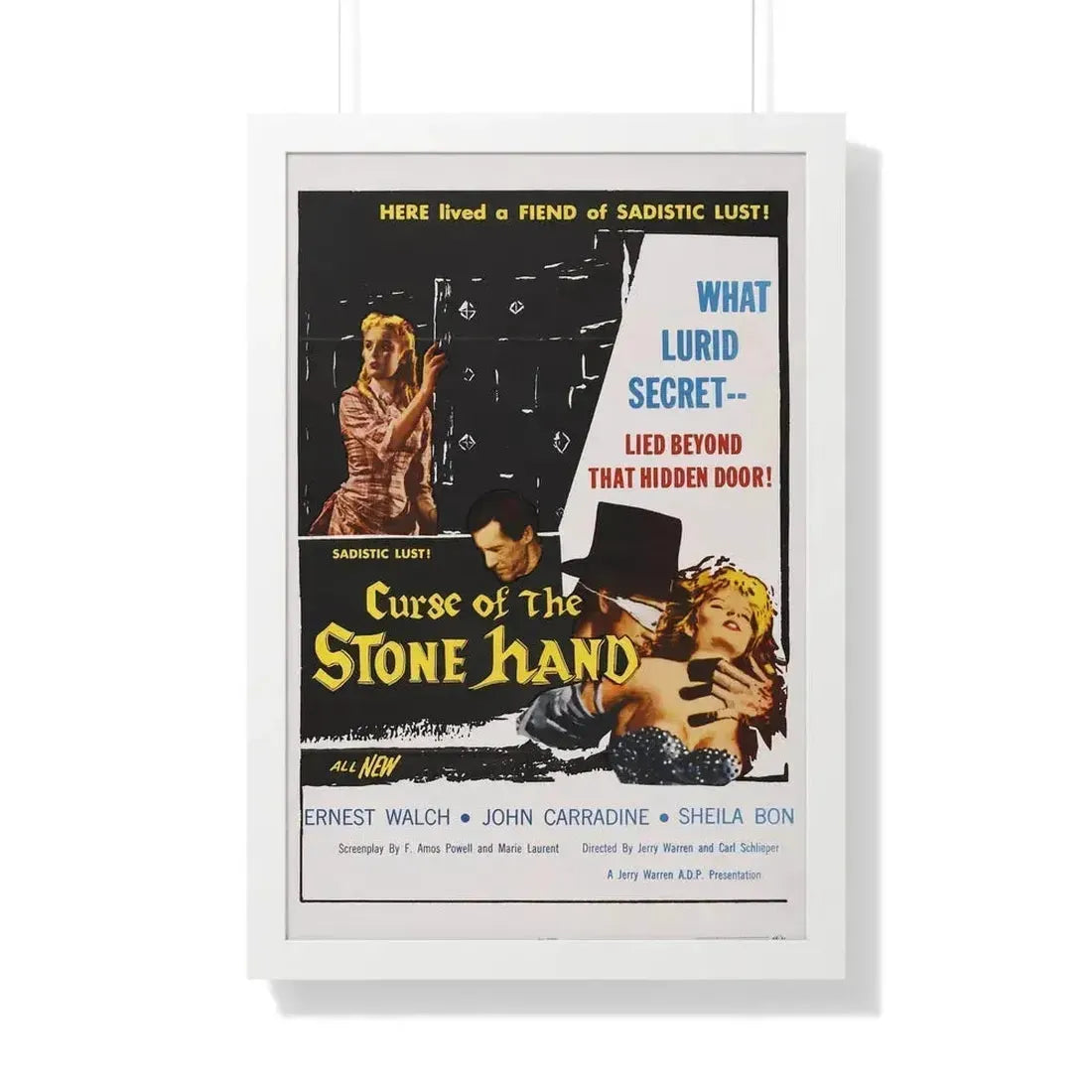 CURSE OF THE STONE HAND 1965 - Framed Movie Poster 20" x 30" White - The Sticker Space