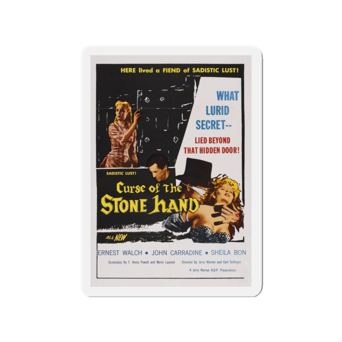 CURSE OF THE STONE HAND 1965 Movie Poster - Die-Cut Magnet-2" x 2"-The Sticker Space