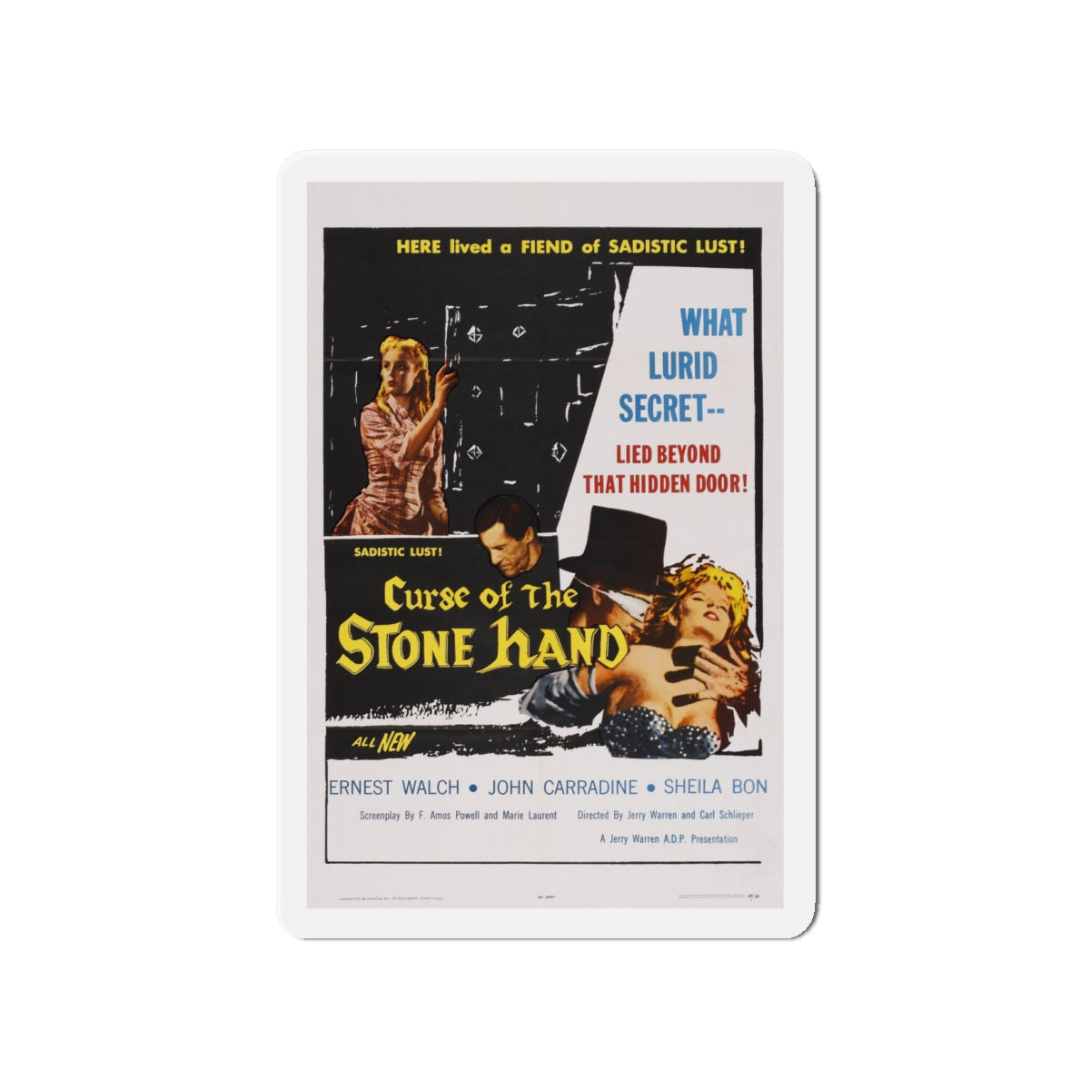 CURSE OF THE STONE HAND 1965 Movie Poster - Die-Cut Magnet-4" x 4"-The Sticker Space