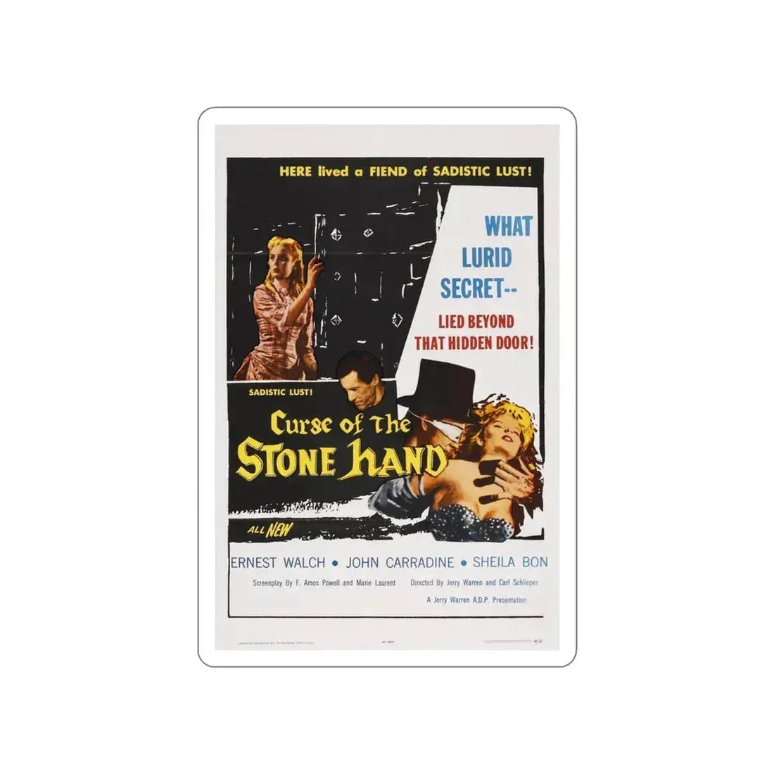 CURSE OF THE STONE HAND 1965 Movie Poster STICKER Vinyl Die-Cut Decal 4 Inch - The Sticker Space