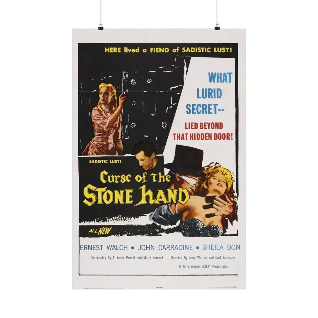CURSE OF THE STONE HAND 1965 - Paper Movie Poster - The Sticker Space