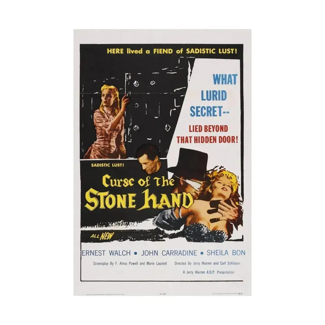 CURSE OF THE STONE HAND 1965 - Paper Movie Poster - The Sticker Space