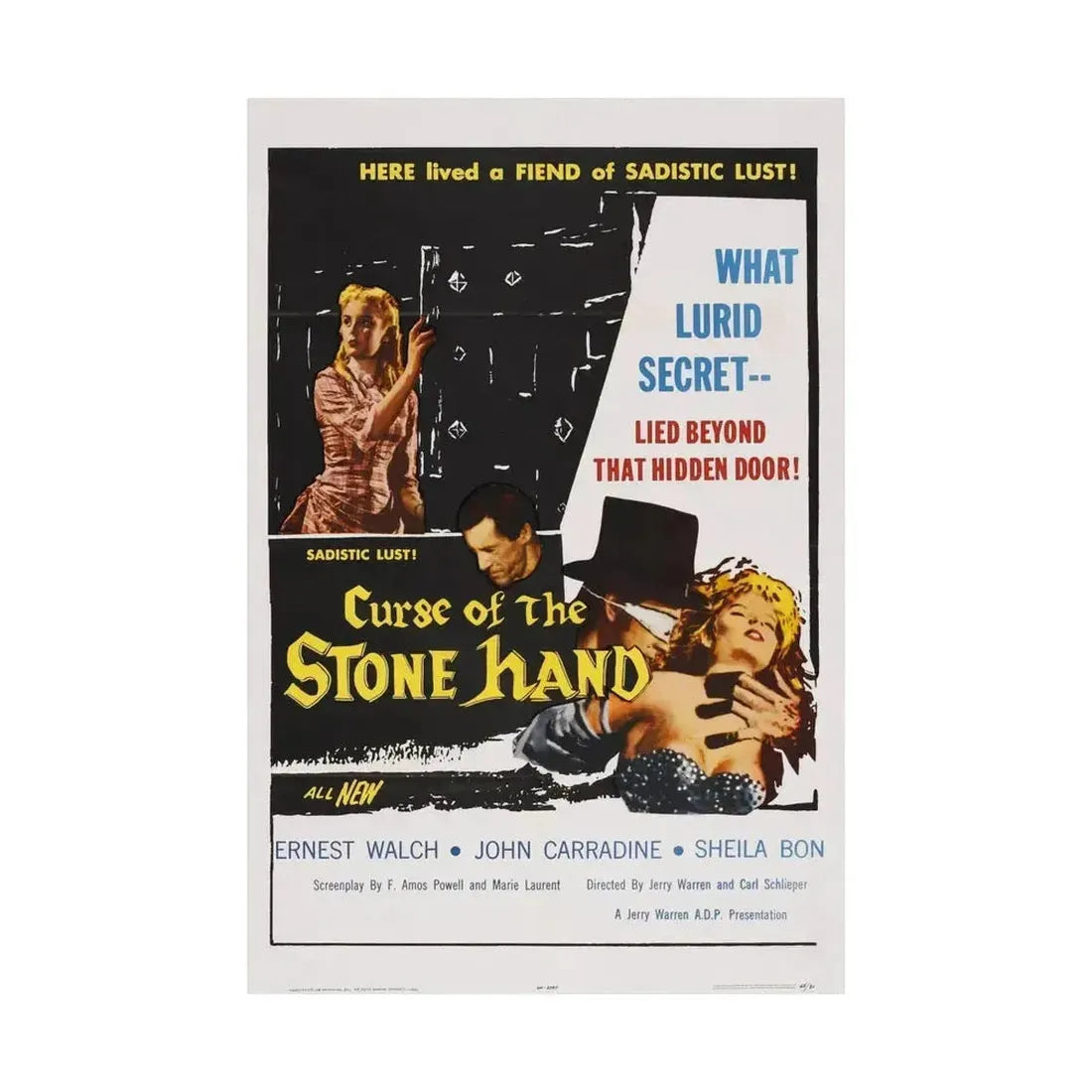 CURSE OF THE STONE HAND 1965 - Paper Movie Poster - The Sticker Space
