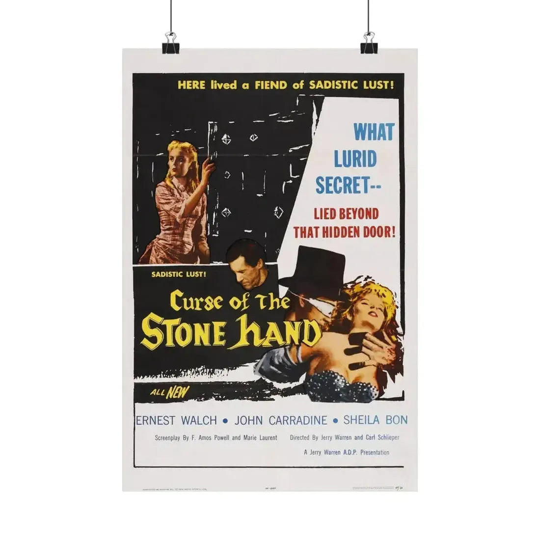CURSE OF THE STONE HAND 1965 - Paper Movie Poster - The Sticker Space