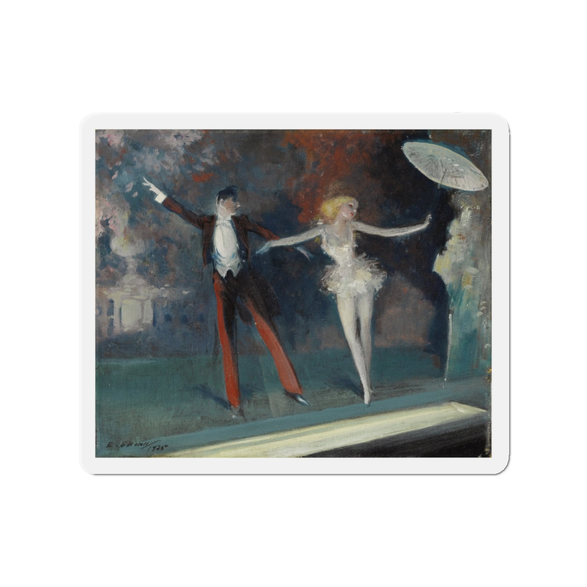 Curtain Call, 1925 (Magazine Illustration) Refrigerator Magnet-3" x 3"-The Sticker Space