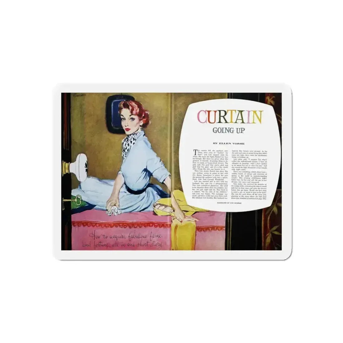 Curtain Going Up, Good Housekeeping, May 1953 (Magazine Illustration) Refrigerator Magnet - The Sticker Space