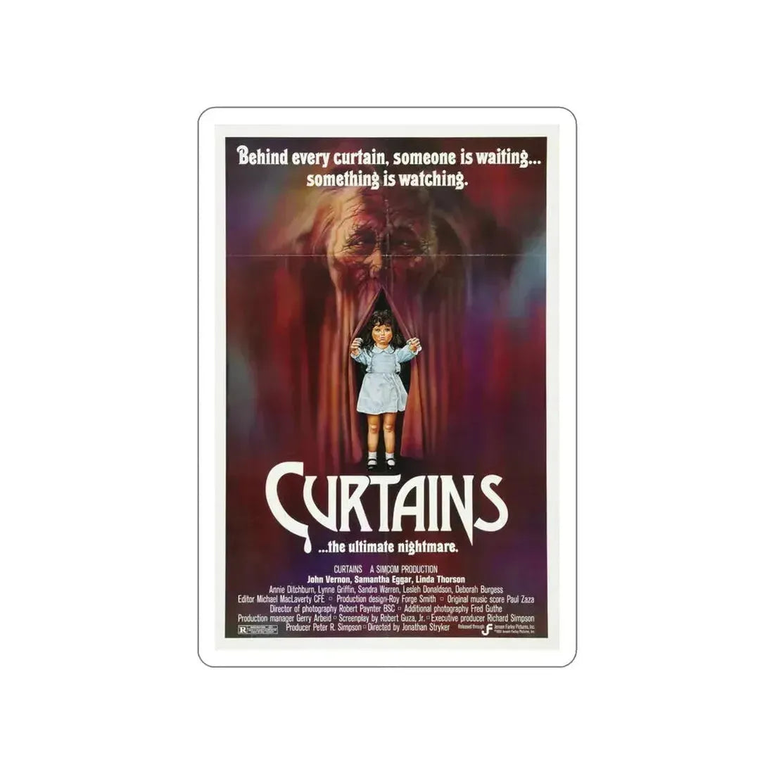 CURTAINS 1983 Movie Poster STICKER Vinyl Die-Cut Decal 4 Inch - The Sticker Space