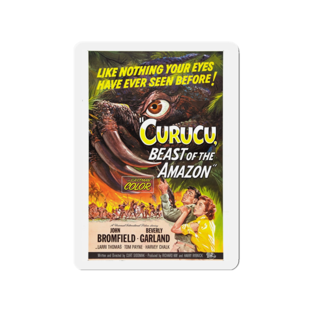 CURUCU, BEAST OF THE AMAZON 1956 Movie Poster - Die-Cut Magnet-2" x 2"-The Sticker Space