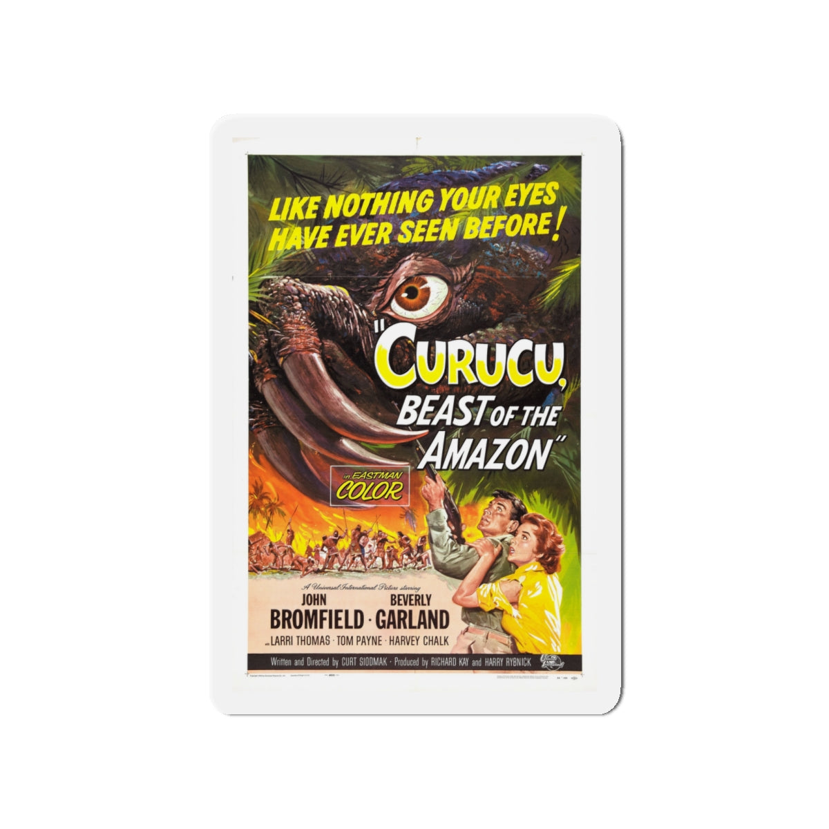 CURUCU, BEAST OF THE AMAZON 1956 Movie Poster - Die-Cut Magnet-4" x 4"-The Sticker Space