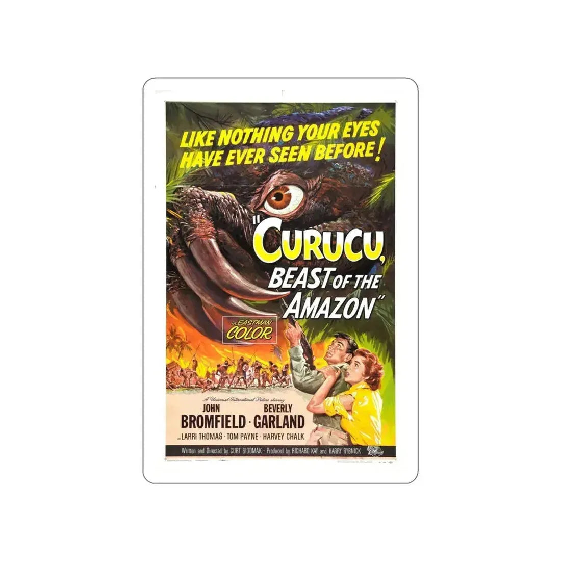 CURUCU, BEAST OF THE AMAZON 1956 Movie Poster STICKER Vinyl Die-Cut Decal 4 Inch - The Sticker Space