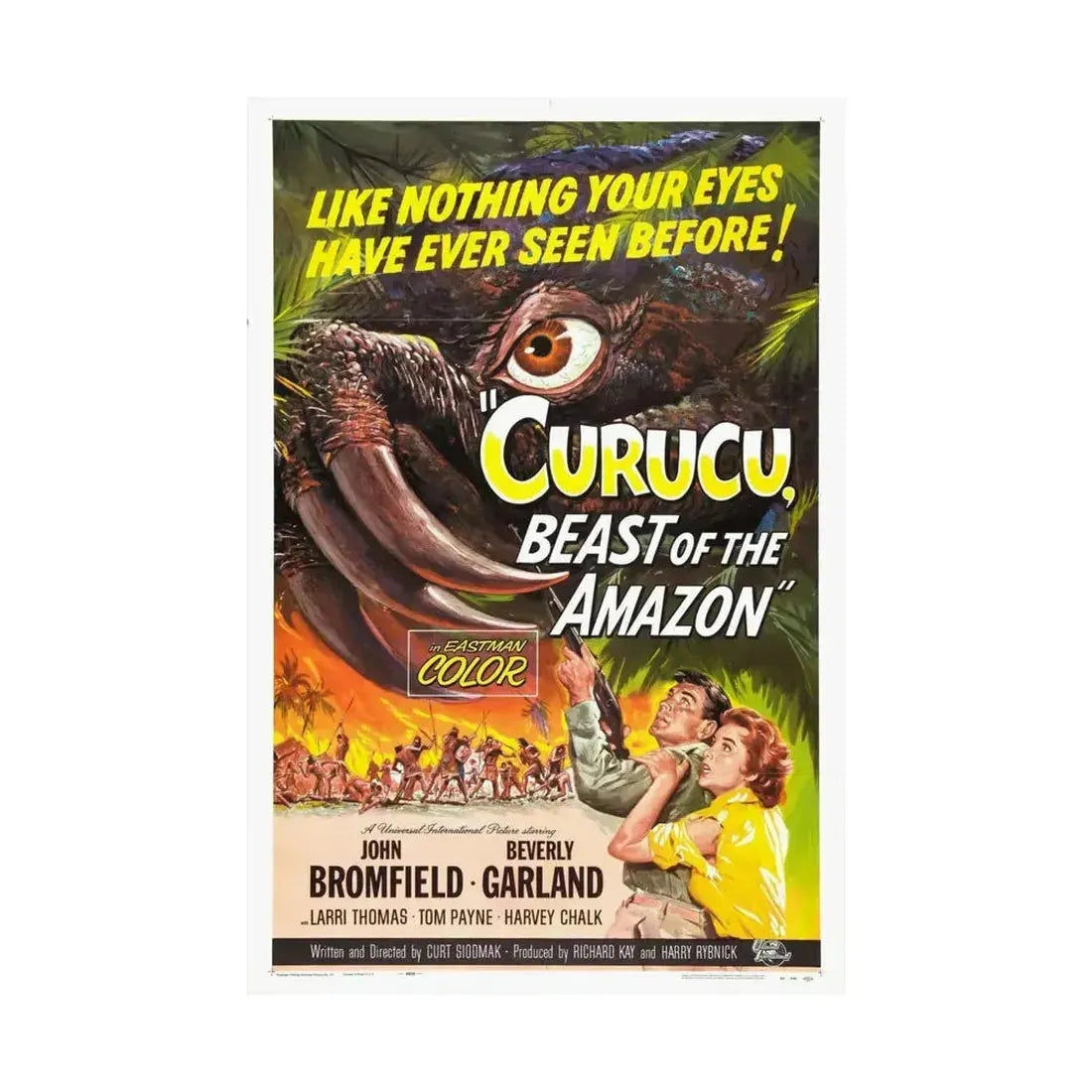 CURUCU, BEAST OF THE AMAZON 1956 - Paper Movie Poster - The Sticker Space