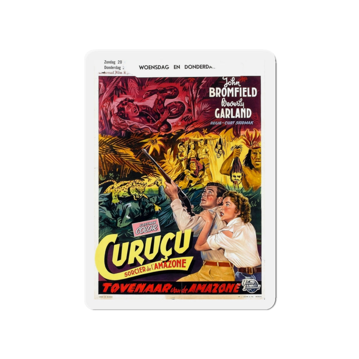 CURUCU, BEAST OF THE AMAZON (BELGIAN) 1956 Movie Poster - Die-Cut Magnet-4" x 4"-The Sticker Space