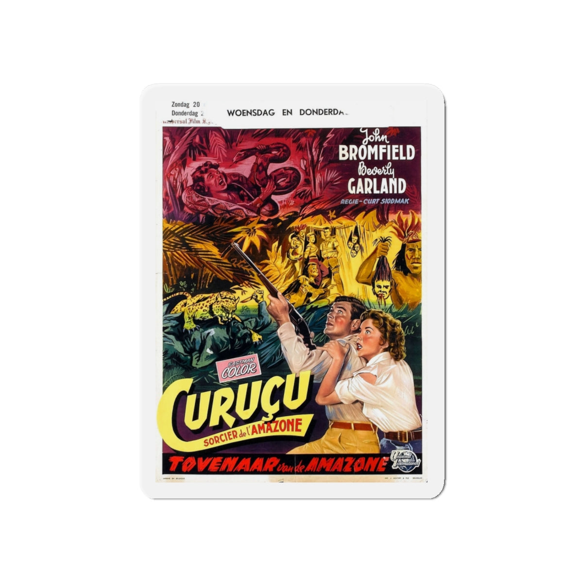 CURUCU, BEAST OF THE AMAZON (BELGIAN) 1956 Movie Poster - Die-Cut Magnet-5" x 5"-The Sticker Space