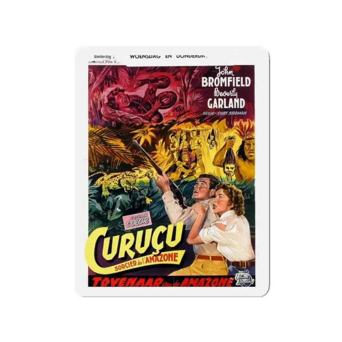 CURUCU, BEAST OF THE AMAZON (BELGIAN) 1956 Movie Poster - Refrigerator Magnet - The Sticker Space