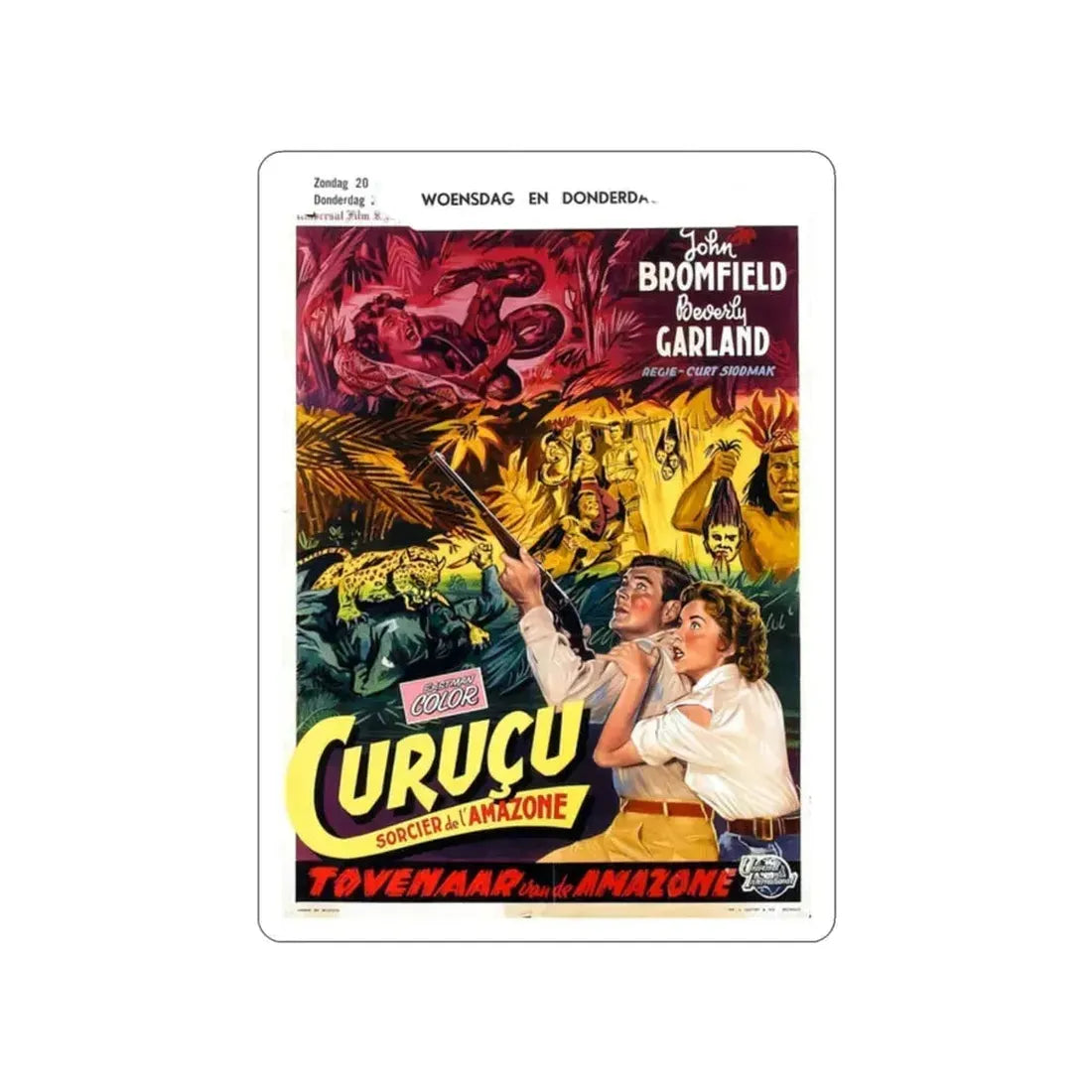 CURUCU, BEAST OF THE AMAZON (BELGIAN) 1956 Movie Poster STICKER Vinyl Die-Cut Decal 2 Inch - The Sticker Space