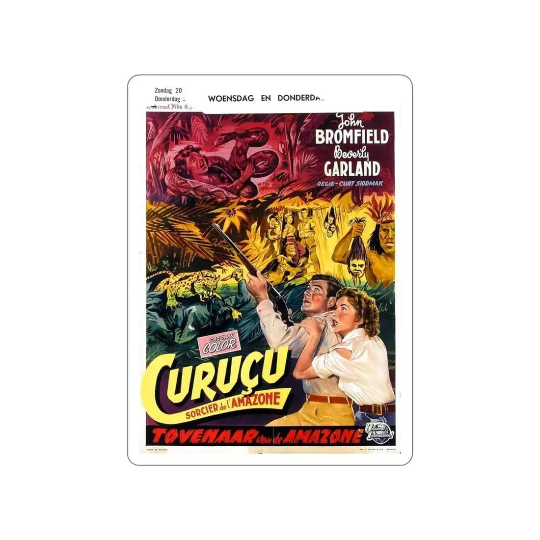 CURUCU, BEAST OF THE AMAZON (BELGIAN) 1956 Movie Poster STICKER Vinyl Die-Cut Decal 4 Inch - The Sticker Space