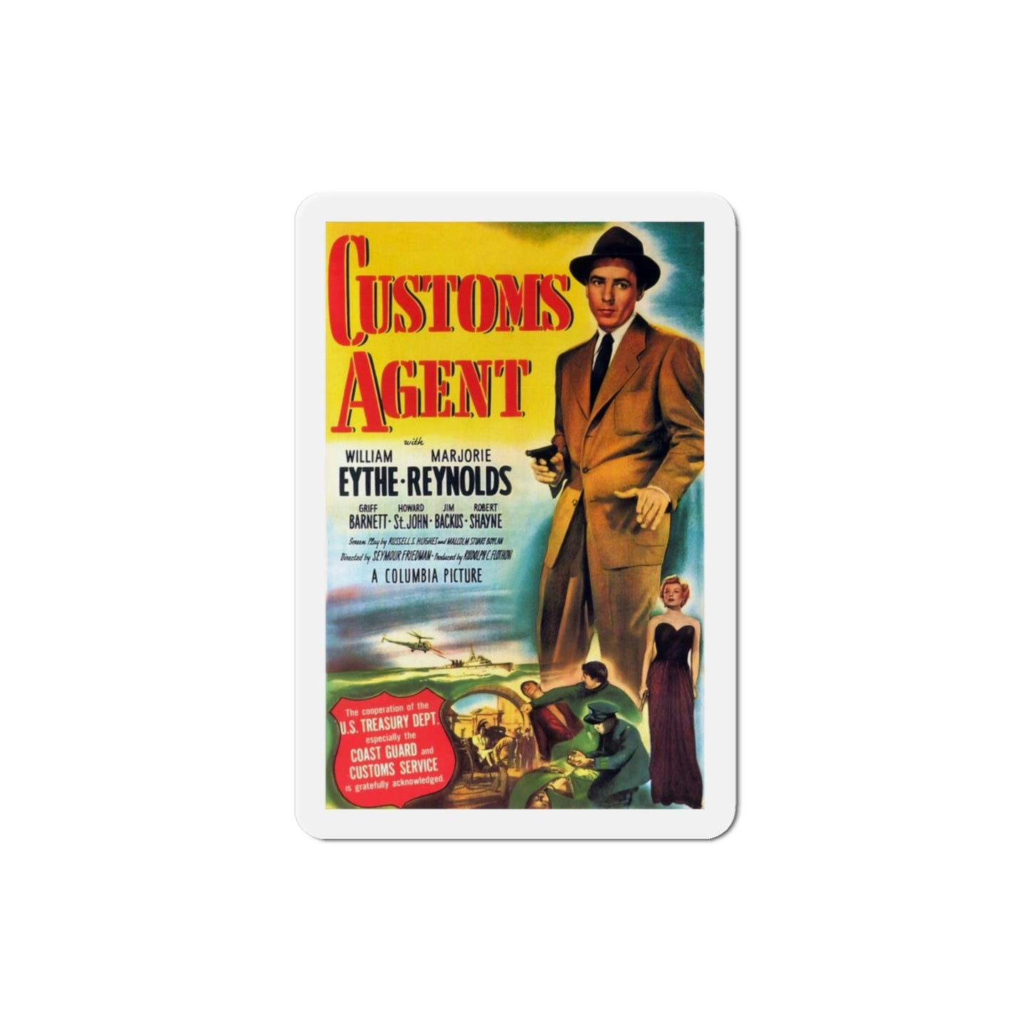 Customs Agent 1950 Movie Poster Die-Cut Magnet-3 Inch-The Sticker Space