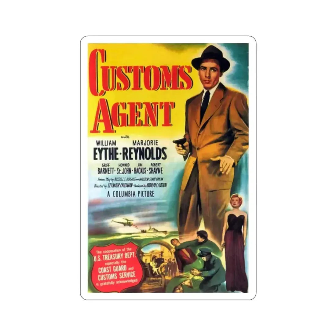 Customs Agent 1950 Movie Poster STICKER Vinyl Die-Cut Decal - The Sticker Space