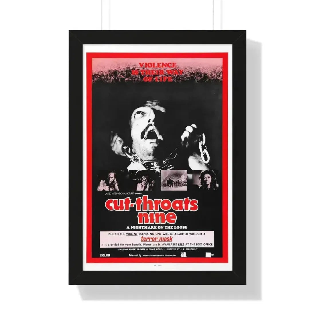 CUT THROATS NINE 1972 - Framed Movie Poster 16″ x 24″ Black - The Sticker Space