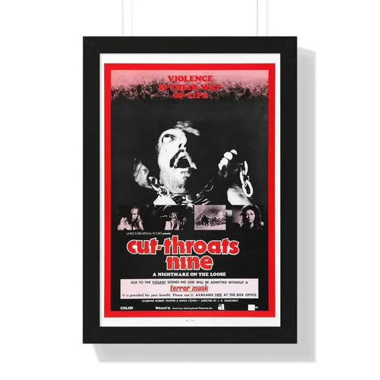 CUT THROATS NINE 1972 - Framed Movie Poster 16″ x 24″ Black - The Sticker Space