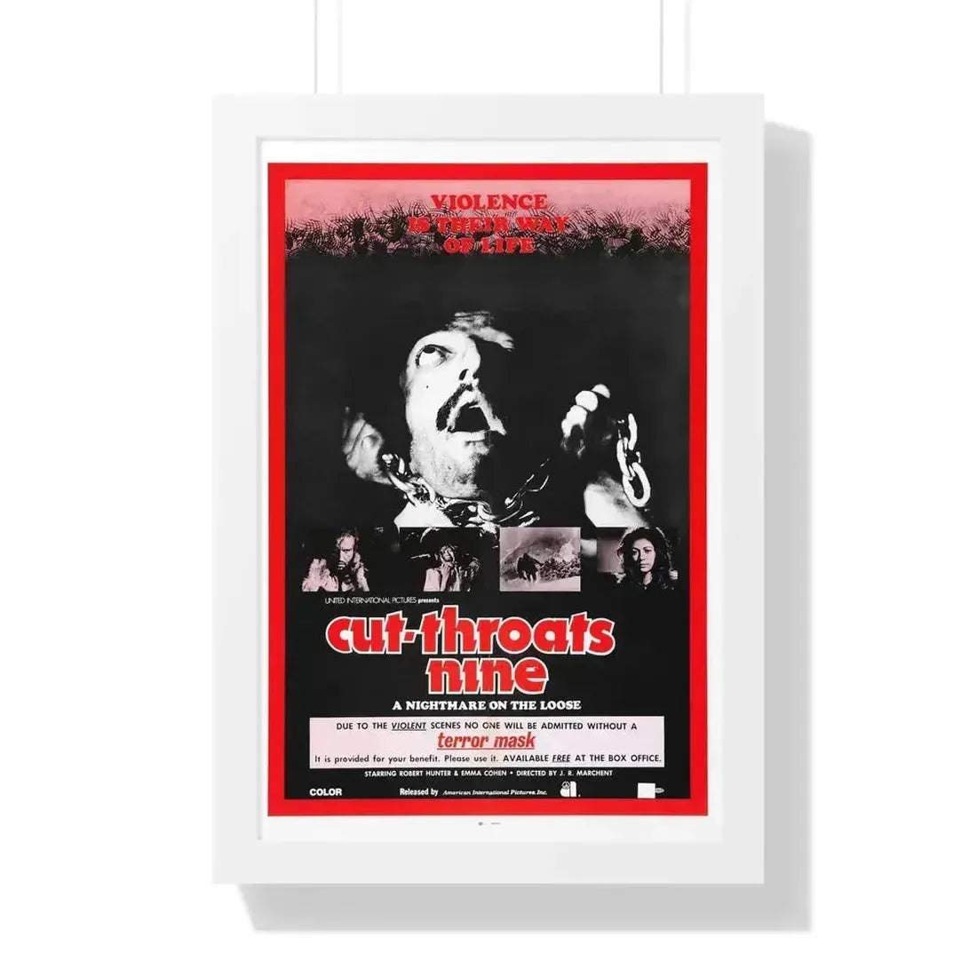 CUT THROATS NINE 1972 - Framed Movie Poster 16″ x 24″ White - The Sticker Space