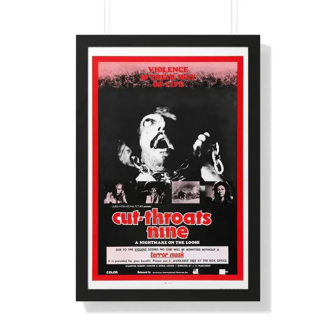 CUT THROATS NINE 1972 - Framed Movie Poster 20" x 30" Black - The Sticker Space