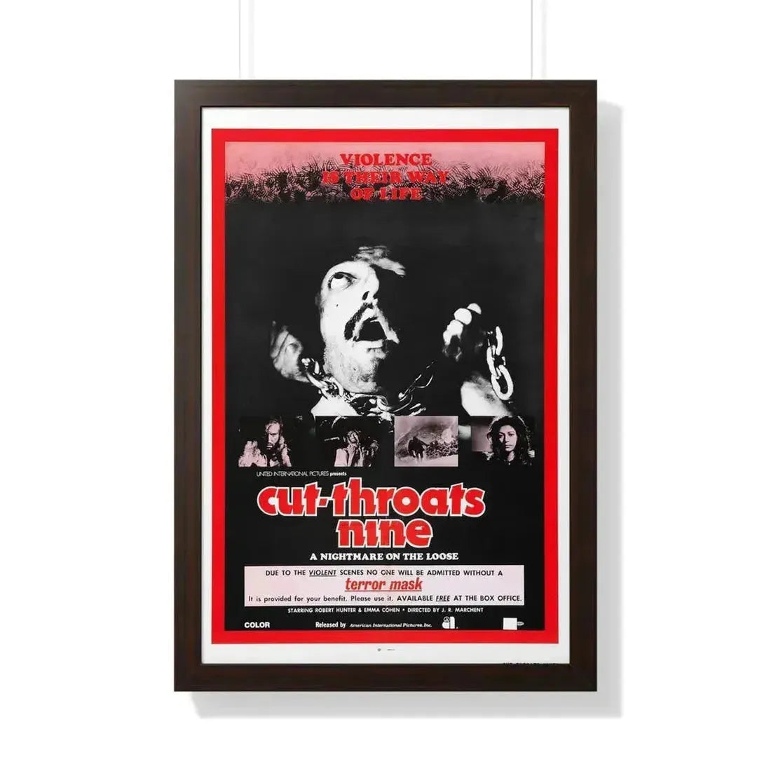 CUT THROATS NINE 1972 - Framed Movie Poster 20" x 30" Walnut - The Sticker Space