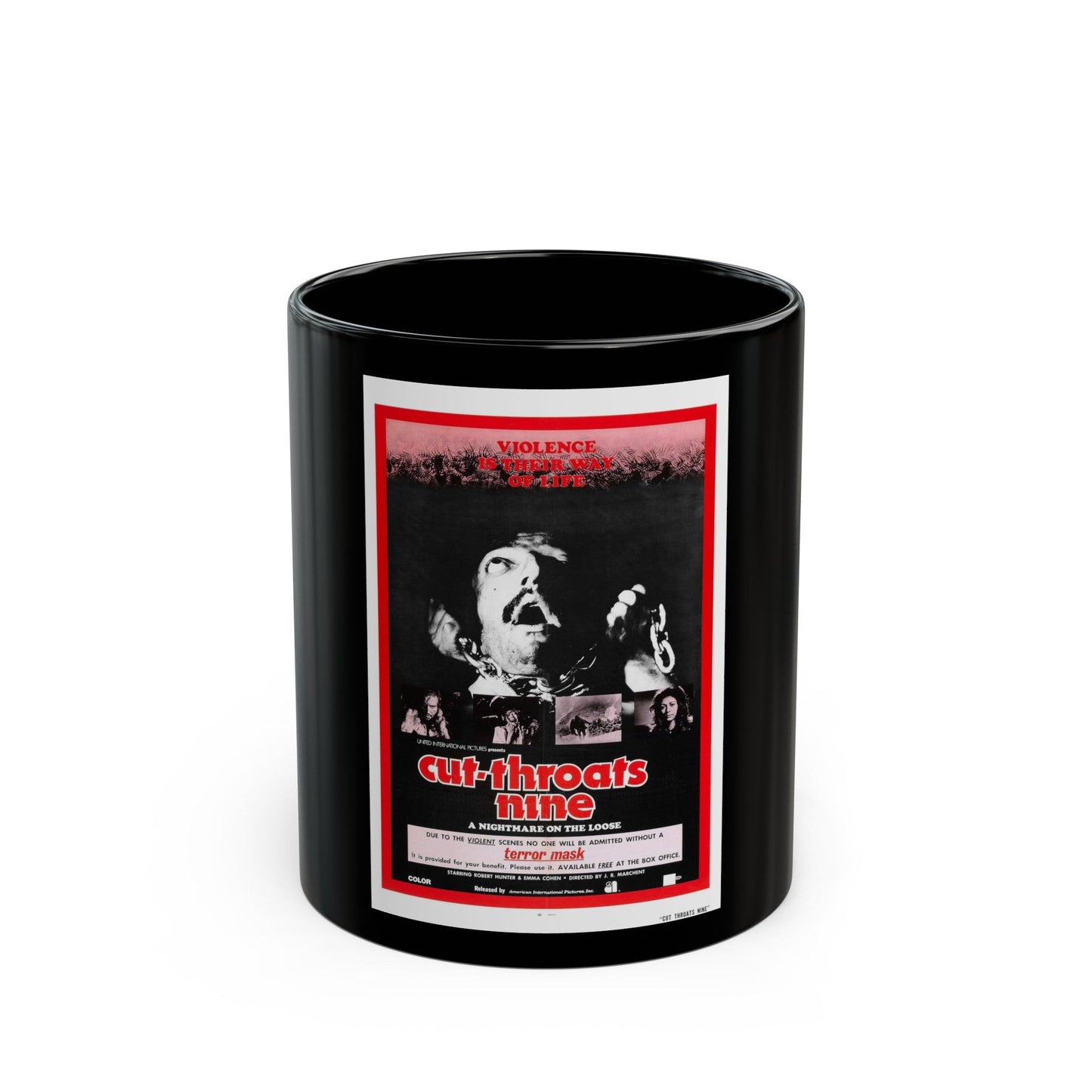 CUT THROATS NINE 1972 Movie Poster - Black Coffee Mug-11oz-The Sticker Space