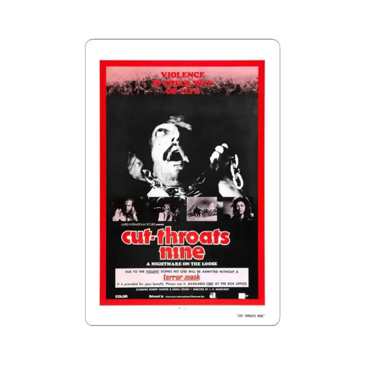 CUT THROATS NINE 1972 Movie Poster - STICKER Vinyl Kiss-Cut Decal 2 Inch White - The Sticker Space