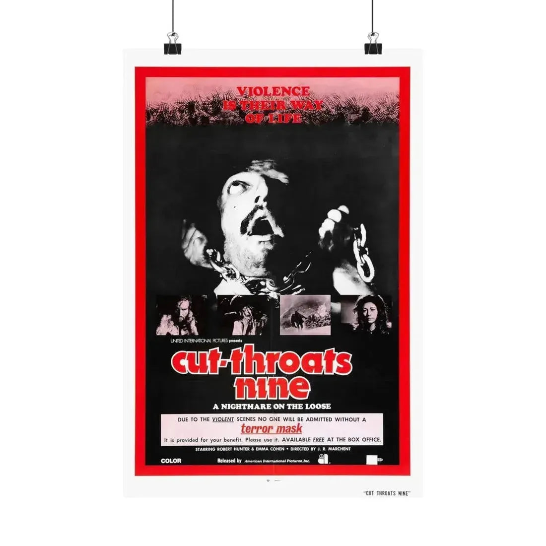 CUT THROATS NINE 1972 - Paper Movie Poster 12″ x 18″ Matte - The Sticker Space