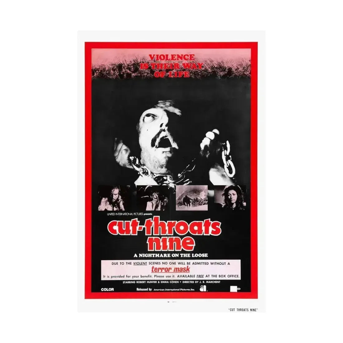 CUT THROATS NINE 1972 - Paper Movie Poster - The Sticker Space