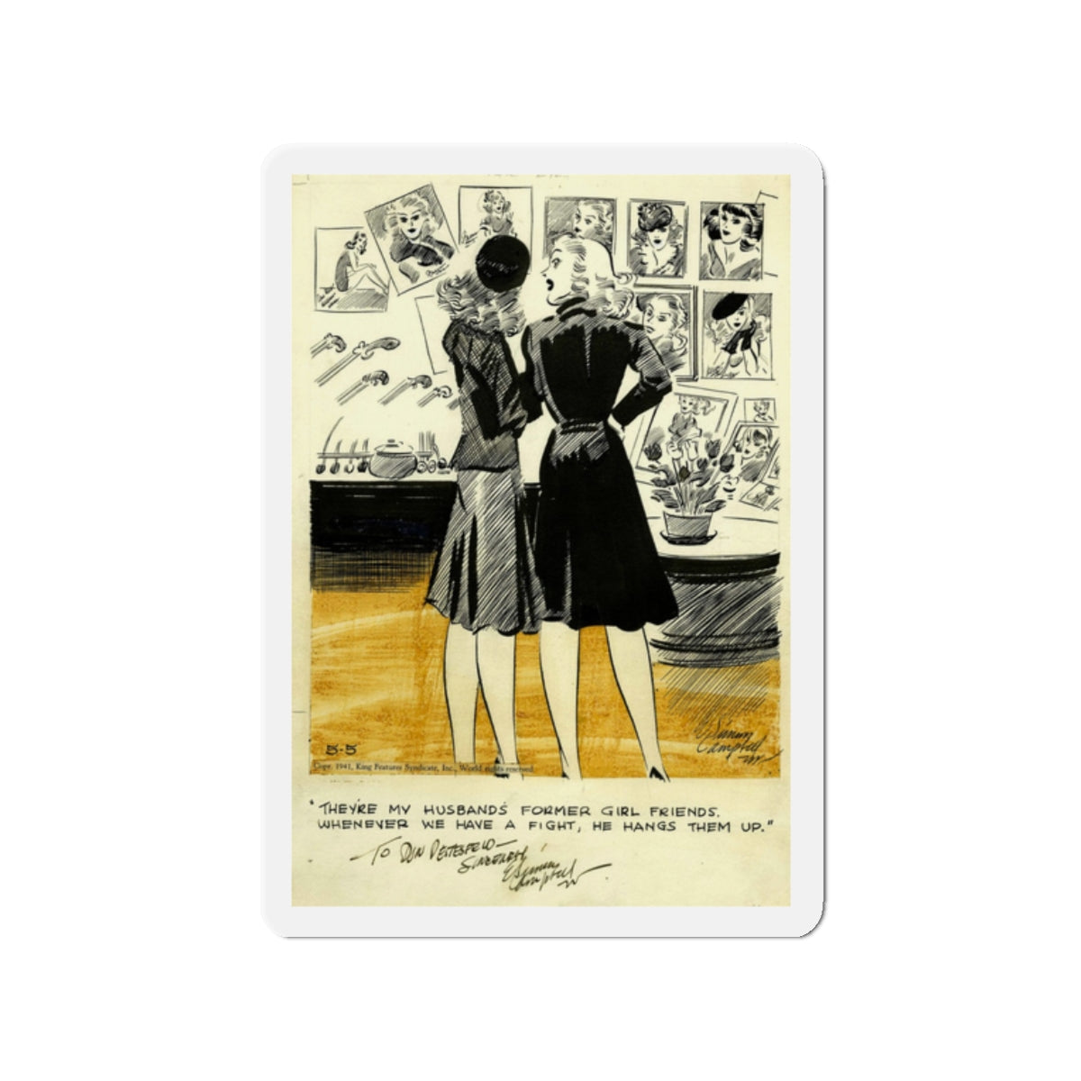 Cuties Daily Comic Strip, 1941 (Magazine Illustration) Refrigerator Magnet-2" x 2"-The Sticker Space