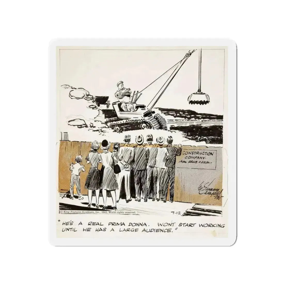 Cuties Daily Comic Strip, 1962 (2) (Magazine Illustration) Refrigerator Magnet 3 Inch - The Sticker Space