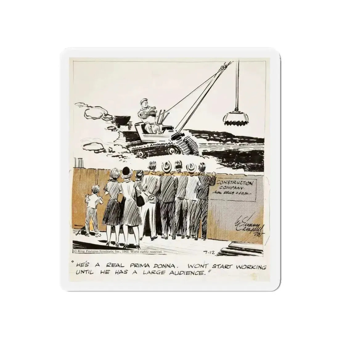 Cuties Daily Comic Strip, 1962 (2) (Magazine Illustration) Refrigerator Magnet 4 Inch - The Sticker Space