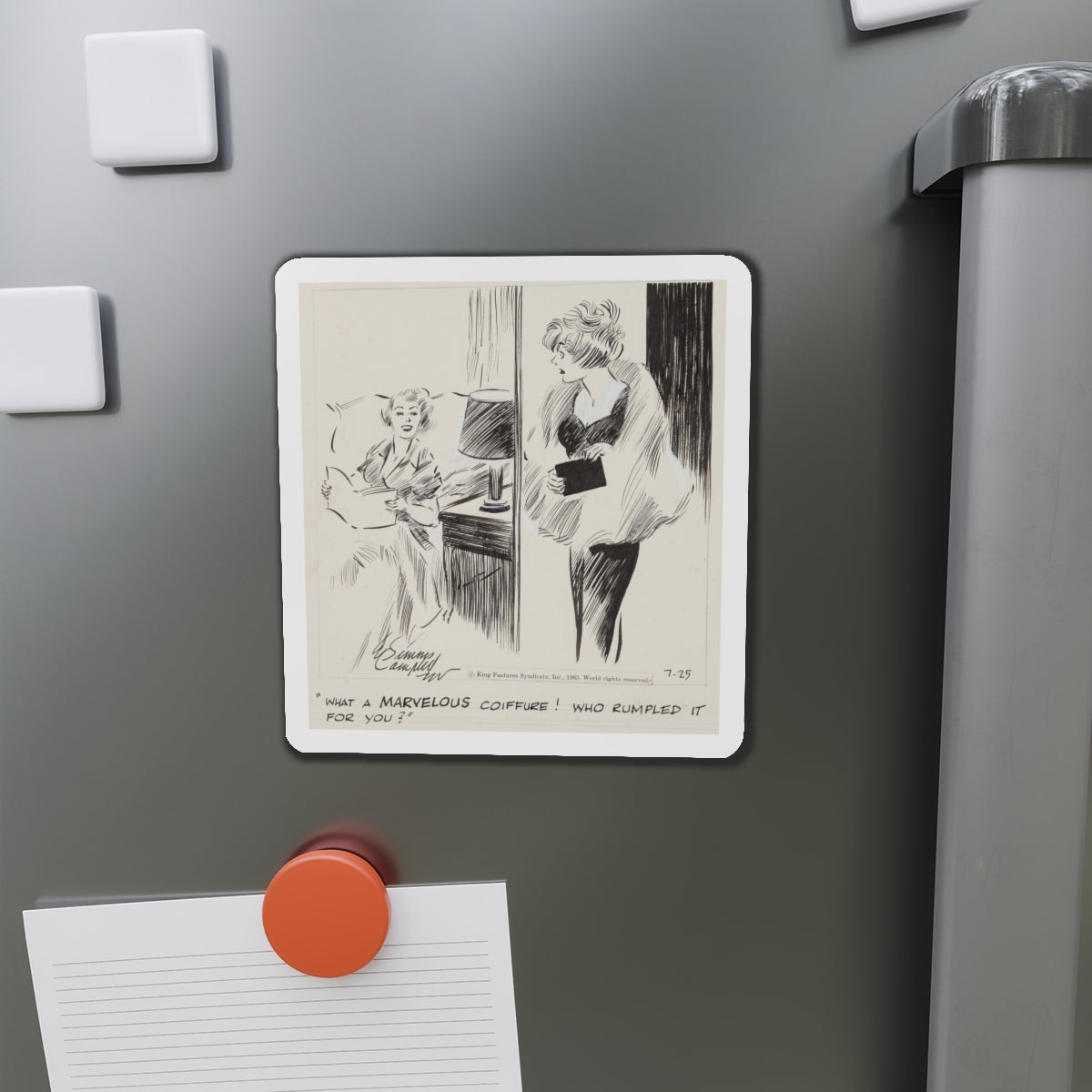 Cuties Daily Comic Strip, 1963 (Magazine Illustration) Refrigerator Magnet-The Sticker Space