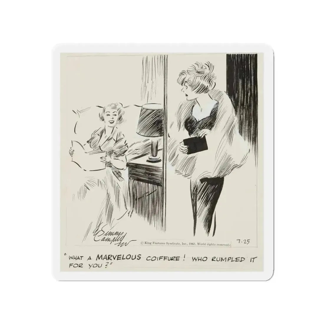 Cuties Daily Comic Strip, 1963 (Magazine Illustration) Refrigerator Magnet - The Sticker Space