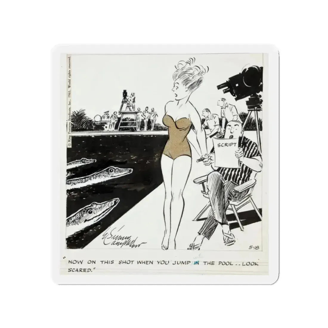 Cuties Daily Comic Strip, 1964 (Magazine Illustration) Refrigerator Magnet 2 Inch - The Sticker Space