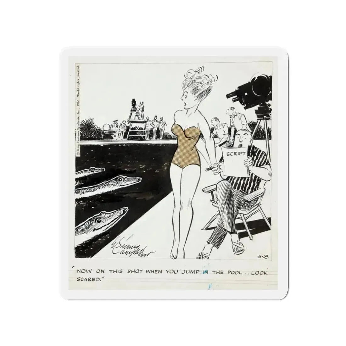 Cuties Daily Comic Strip, 1964 (Magazine Illustration) Refrigerator Magnet 3 Inch - The Sticker Space