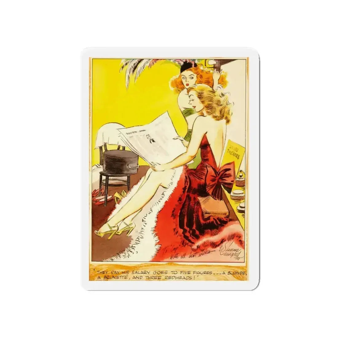 Cuties Hand Colored Daily Comic Strip, 1949 (Magazine Illustration) Refrigerator Magnet 4 Inch - The Sticker Space